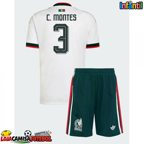Camisa de Futebol México Cesar Montes #3 Equipamento Secundário Infantil Mundo 2026 Manga Curta (+ Calças curtas)